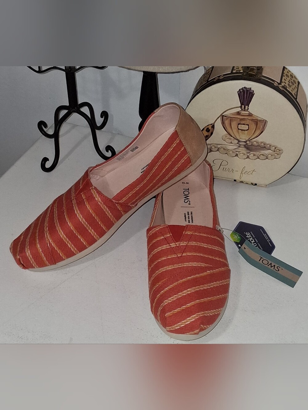 TOMS Paprika Textured Stripe Alpargata Women's Shoes Sz 10M NWT